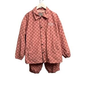 AWKA PINK CHECKERED SNOW JACKET AND PANTS SIZE S NWOT